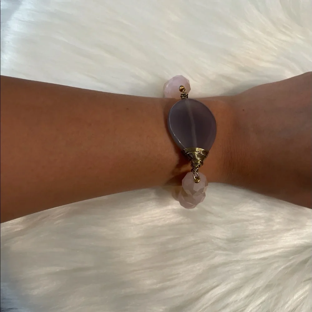 Chunky rose quartz bracelet